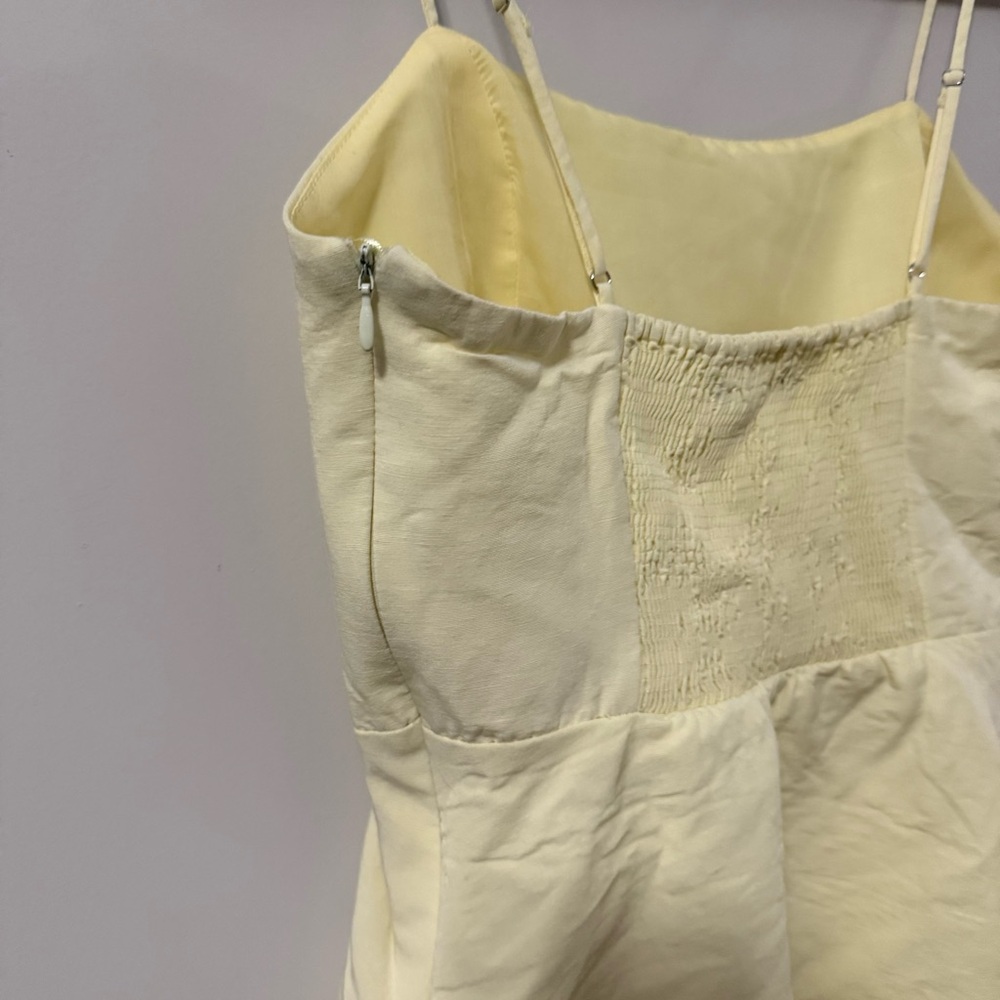 3/$20⚡️ Zara Pale Yellow Mini Dress Romper Sleeveless Square Neck Summer - Picture 9 of 14